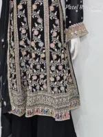 Elegant Black Pure Chinon Chiffon Embroidered Peplum Style Dress | 3236 A - Patel Brothers NX 12