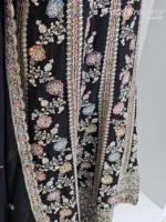 Elegant Black Pure Chinon Chiffon Embroidered Peplum Style Dress | 3236 A - Patel Brothers NX 10