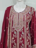 Elegant Black Pure Chinon Chiffon Embroidered Peplum Style Dress | 3236 E - Patel Brothers NX 10