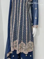 Elegant Navy Blue Pure Georgette Peplum Suit | 3542 A - Patel Brothers NX 12