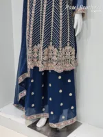 Elegant Navy Blue Pure Georgette Peplum Suit | 3542 A - Patel Brothers NX 13