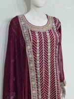 Elegant Dark Maroon Pure Georgette Peplum Suit | 3542 C - Patel Brothers NX 10