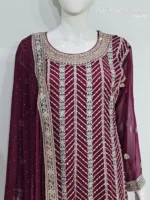 Elegant Dark Maroon Pure Georgette Peplum Suit | 3542 C - Patel Brothers NX 14