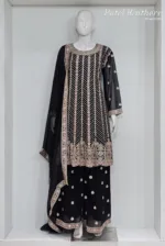 Elegant Black Pure Georgette Peplum Suit | 3542 B - Patel Brothers NX 9