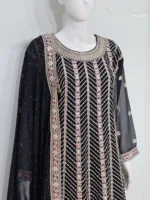 Elegant Black Pure Georgette Peplum Suit | 3542 B - Patel Brothers NX 10
