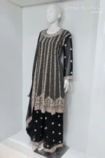 Elegant Black Pure Georgette Peplum Suit | 3542 B - Patel Brothers NX 11