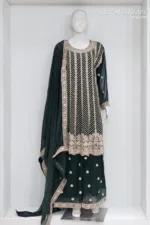 Elegant Dark Green Pure Georgette Peplum Suit | 3542 D - Patel Brothers NX 9