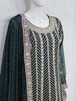 Elegant Dark Green Pure Georgette Peplum Suit | 3542 D - Patel Brothers NX 10