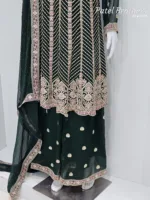 Elegant Dark Green Pure Georgette Peplum Suit | 3542 D - Patel Brothers NX 13