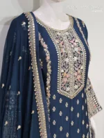 Royal Midnight Blue Chinon Chiffon Embroidered Gharara Suit | 3716 A - Patel Brothers NX 14