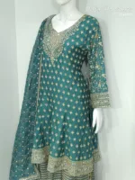 eal Pure Chinon Chiffon Peplum Suit with Heavy Sharara & Dupatta | 3646 B - Patel Brothers NX 12