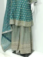 eal Pure Chinon Chiffon Peplum Suit with Heavy Sharara & Dupatta | 3646 B - Patel Brothers NX 11