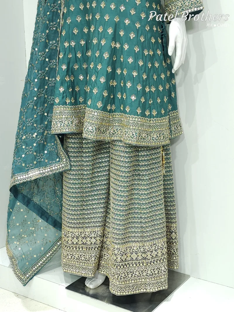 eal Pure Chinon Chiffon Peplum Suit with Heavy Sharara & Dupatta | 3646 B - Patel Brothers NX 6