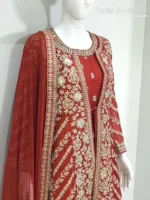 Rust Pure Chinon Chiffon Jacket Style Palazzo Suit | 3728 A - Patel Brothers NX 13