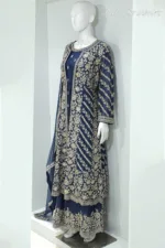 Navy Blue Pure Chinon Chiffon Jacket Style Palazzo Suit | 3728 B - Patel Brothers NX 12