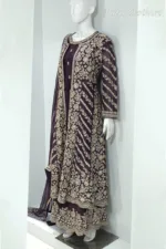 Deep Plum Pure Chinon Chiffon Jacket Style Palazzo Suit | 3728 C - Patel Brothers NX 13