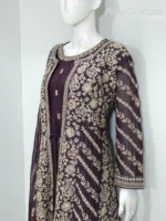 Deep Plum Pure Chinon Chiffon Jacket Style Palazzo Suit | 3728 C - Patel Brothers NX 12