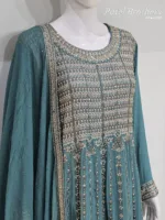 Sea Green Embroidered Peplum Suit – Pure Chinon Chiffon Elegance | 3305 B - Patel Brothers NX 10
