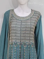 Sea Green Embroidered Peplum Suit – Pure Chinon Chiffon Elegance | 3305 B - Patel Brothers NX 12