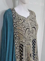 Dark Blue & Sky Blue Peplum Garara Set – Pure Viscose Chinon Chiffon | Luxury Formal Wear 3319 A - Patel Brothers NX 9