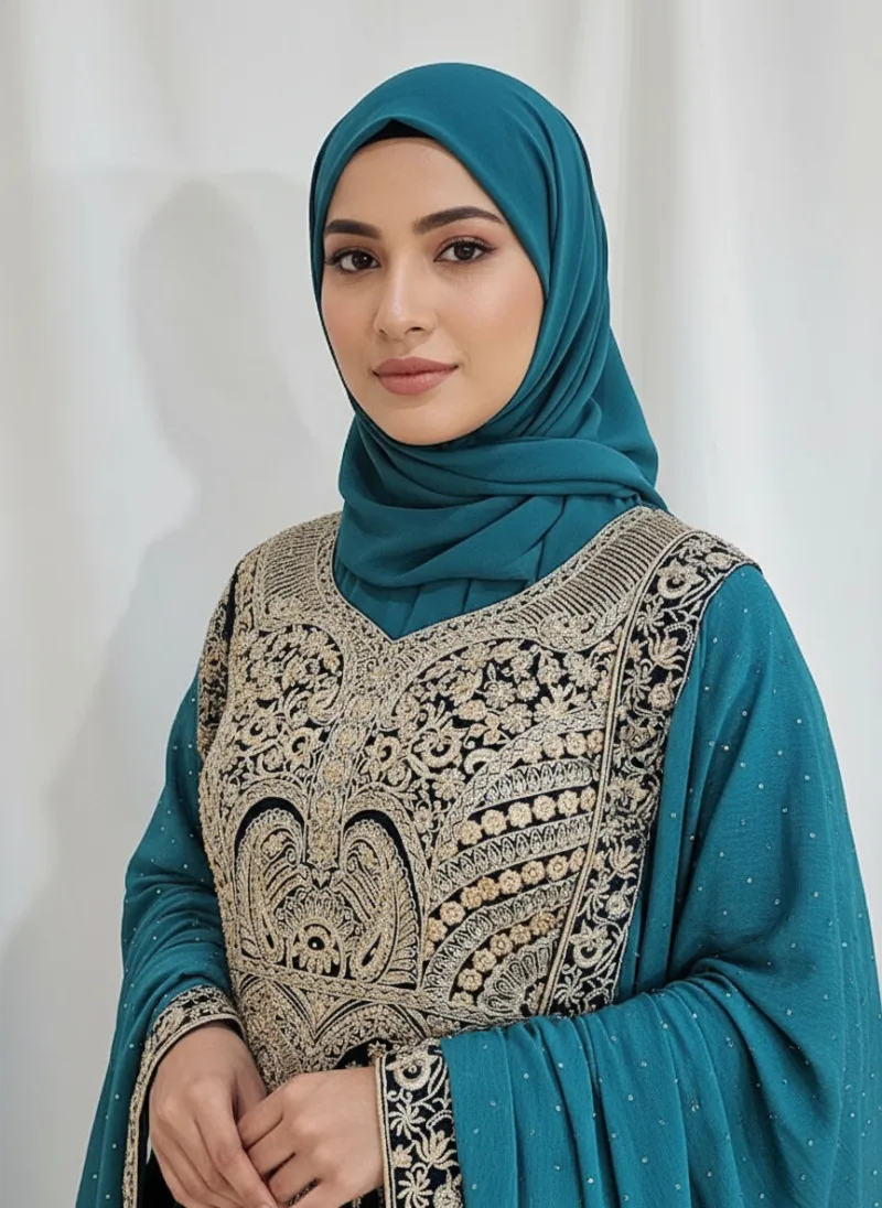Dark Blue & Sky Blue Peplum Garara Set – Pure Viscose Chinon Chiffon | Luxury Formal Wear 3319 A - Patel Brothers NX 5
