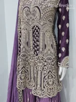 Dark Wine & Light Purple Peplum Garara Set – Pure Viscose Chinon Chiffon | Luxury Formal Wear 3319 C - Patel Brothers NX 11