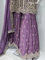 Dark Wine & Light Purple Peplum Garara Set – Pure Viscose Chinon Chiffon | Luxury Formal Wear 3319 C - Patel Brothers NX 12