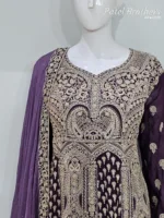 Dark Wine & Light Purple Peplum Garara Set – Pure Viscose Chinon Chiffon | Luxury Formal Wear 3319 C - Patel Brothers NX 9