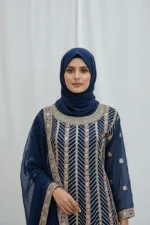 Elegant Navy Blue Pure Georgette Peplum Suit | 3542 A - Patel Brothers NX 11
