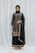 Elegant Black Pure Georgette Peplum Suit | 3542 B - Patel Brothers NX 10