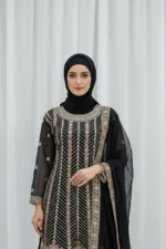 Elegant Black Pure Georgette Peplum Suit | 3542 B - Patel Brothers NX 11