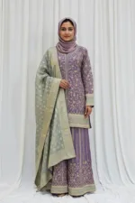 Pure Shimmer Tissue Lilac Purple Suit – Traditional Elegance with Handcrafted Details  |  3586 B - Patel Brothers NX 11