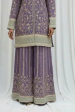 Pure Shimmer Tissue Lilac Purple Suit – Traditional Elegance with Handcrafted Details  |  3586 B - Patel Brothers NX 15
