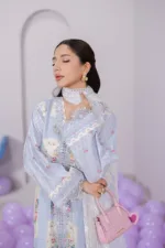 Qalamkar Qprints 25 – EM-02 (A) ESME | Digital Printed Lawn Suit with Embroidery & Block Printed Chiffon Dupatta - Patel Brothers NX 10