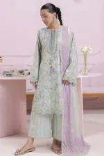 Qalamkar Qprints 25 – EM-05 (B) GRETA | Printed Lawn Suit with Embroidered Neckline & Chiffon Dupatta - Patel Brothers NX 8