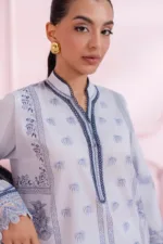 Qalamkar Qprints 25 – EM-06 (A) SAGE | Lawn Printed Suit with Chikankari Embroidery & Chiffon Dupatta - Patel Brothers NX 14
