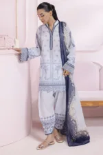 Qalamkar Qprints 25 – EM-06 (A) SAGE | Lawn Printed Suit with Chikankari Embroidery & Chiffon Dupatta - Patel Brothers NX 12