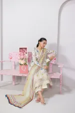 Qalamkar Qprints 25 – EM-09 (A) HAZEL | Embroidered Lawn Suit with Printed Chiffon Dupatta - Patel Brothers NX 11
