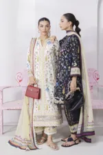 Qalamkar Qprints 25 – EM-09 (A) HAZEL | Embroidered Lawn Suit with Printed Chiffon Dupatta - Patel Brothers NX 12