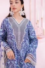 Qalamkar Qprints 25 – EM-10 (A) RILEY | Embroidered Lawn Suit with Chiffon Dupatta - Patel Brothers NX 18