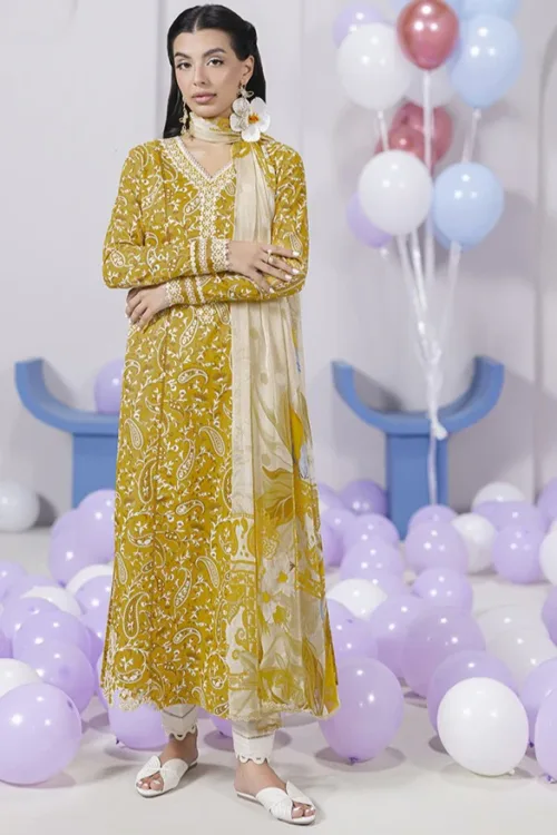 Qalamkar Qprints 25 – EM-10 (B) ADELE | Embroidered Lawn Suit with Chiffon Dupatta - Patel Brothers NX