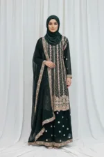 Elegant Dark Green Pure Georgette Peplum Suit | 3542 D - Patel Brothers NX 10