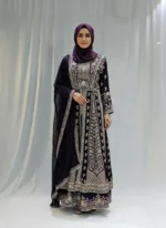 Royal Purple Satin Organza Zari Embroidered Palazzo Suit 3617 B - Patel Brothers NX 8