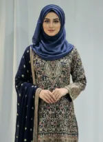 Navy Blue Color – Georgette Kashmiri Embroidered Palazzo Suit 3700 B - Patel Brothers NX 9