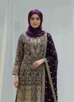 Wine Color – Georgette Kashmiri Embroidered Palazzo Suit 3700 C - Patel Brothers NX 9