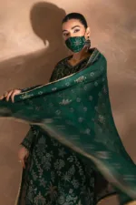 Dark Leaf Green Luxury Chiffon Embroidered Suit (Hand Embellished) | Laconic LA-901 - Patel Brothers NX 18