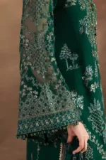 Dark Leaf Green Luxury Chiffon Embroidered Suit (Hand Embellished) | Laconic LA-901 - Patel Brothers NX 17