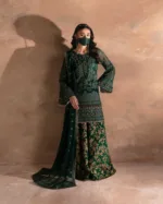 Dark Leaf Green Luxury Chiffon Embroidered Suit (Hand Embellished) | Laconic LA-901 - Patel Brothers NX 25