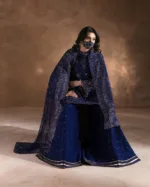 Midnight Blue Luxury Chiffon Embroidered Suit | LA-902 - Patel Brothers NX 9