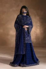 Midnight Blue Luxury Chiffon Embroidered Suit | LA-902 - Patel Brothers NX 8